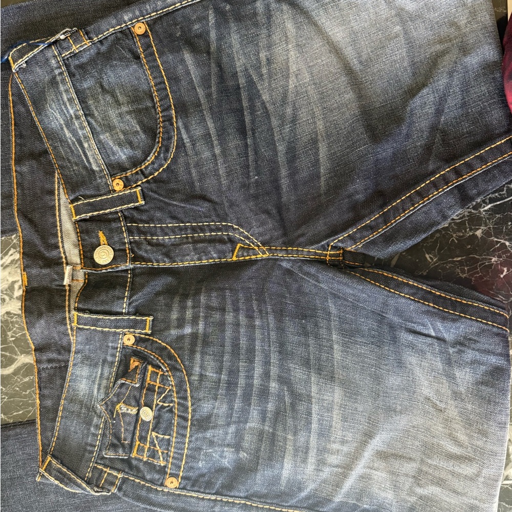 True Religion Men's Straight Jeans - Dark Blue - Picture 3 of 6